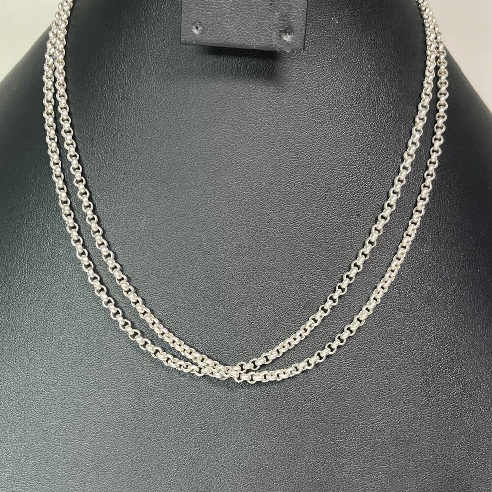Vintage Designer Couture Signed RM Sterling Silver 925 Chain Necklace 2 Strands